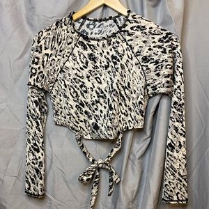 All in motion long sleeve animal print SPF crop top/ swim top